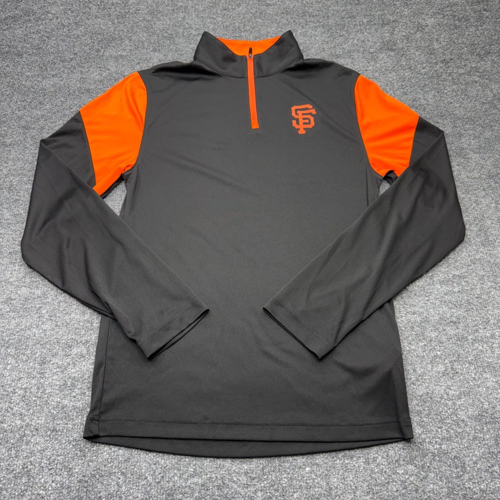Fanatics‎ Mens Small San Francisco Giants MLB Quarter Zip Pullover Black Orange